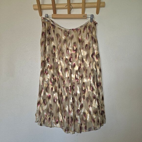 Jones New York Collection Silk Blend Midi Skirt Size 14 Brown Pink Abstract - Picture 4 of 13